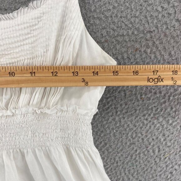 Guess Dress Womens 5 White Sundress Smocked Waist Pleated Mini Spaghetti Straps - Picture 9 of 12